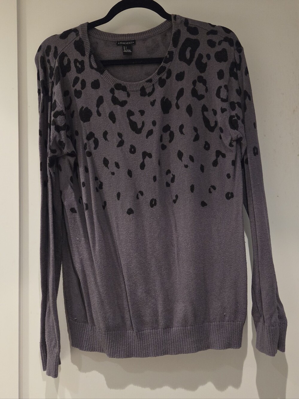 Leopard Print Grey Sweater